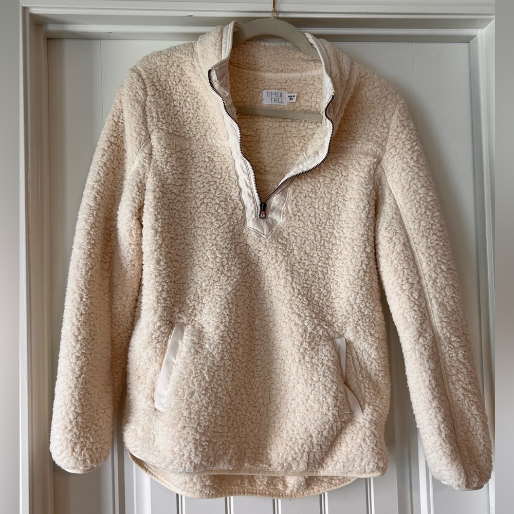 Time & Tru 1/4 Zip Pullover (cream)